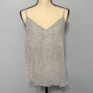 Mine Anthropologie White Black Dot Spotted Sleeveless Cami Tank Top Large NEW